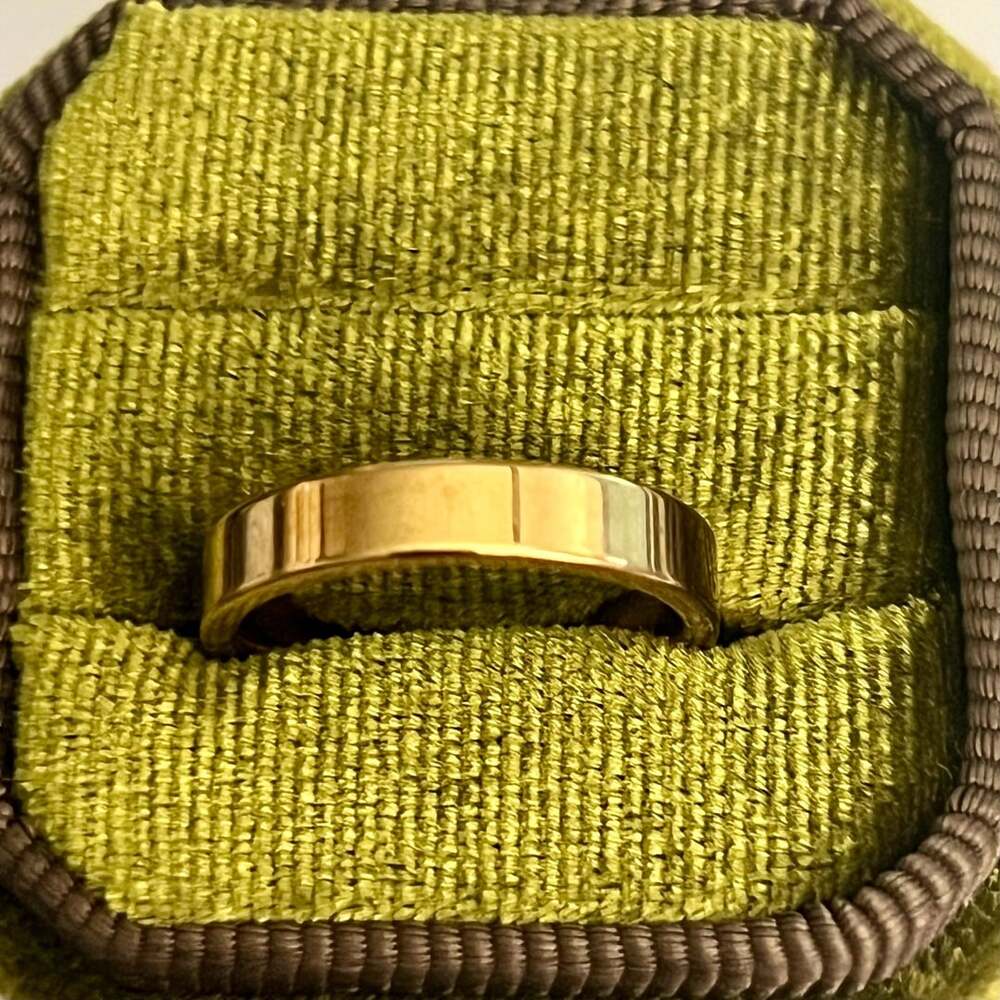 14K GF Gold Filled Matte Bevel Edge 4mm Band Size 6